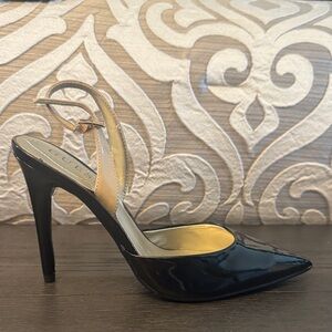 Guess Black & Tan Patent Slingback Pointed-Toe High Heel Pump